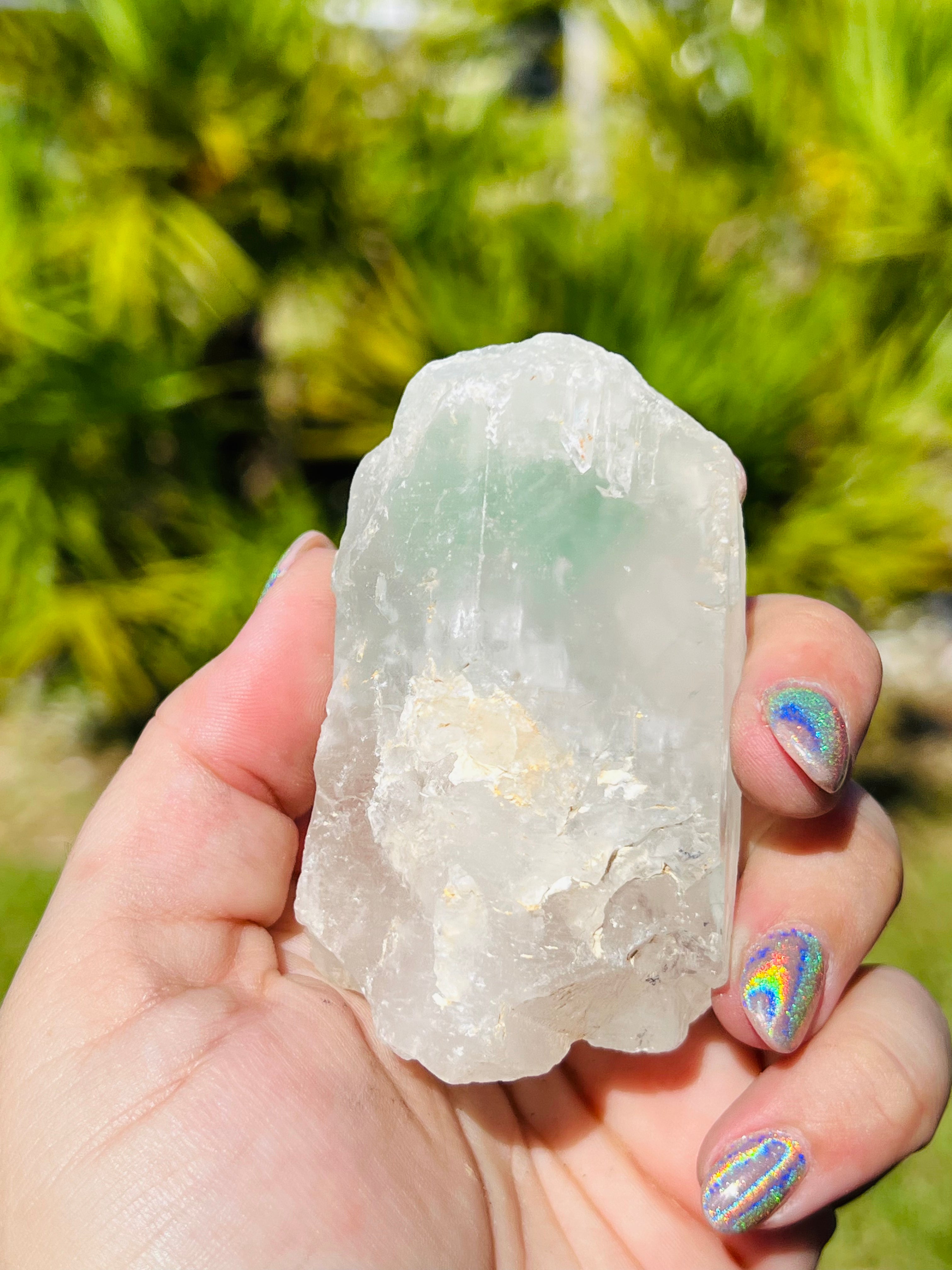 Raw Quartz with inclusion Green Fluorite