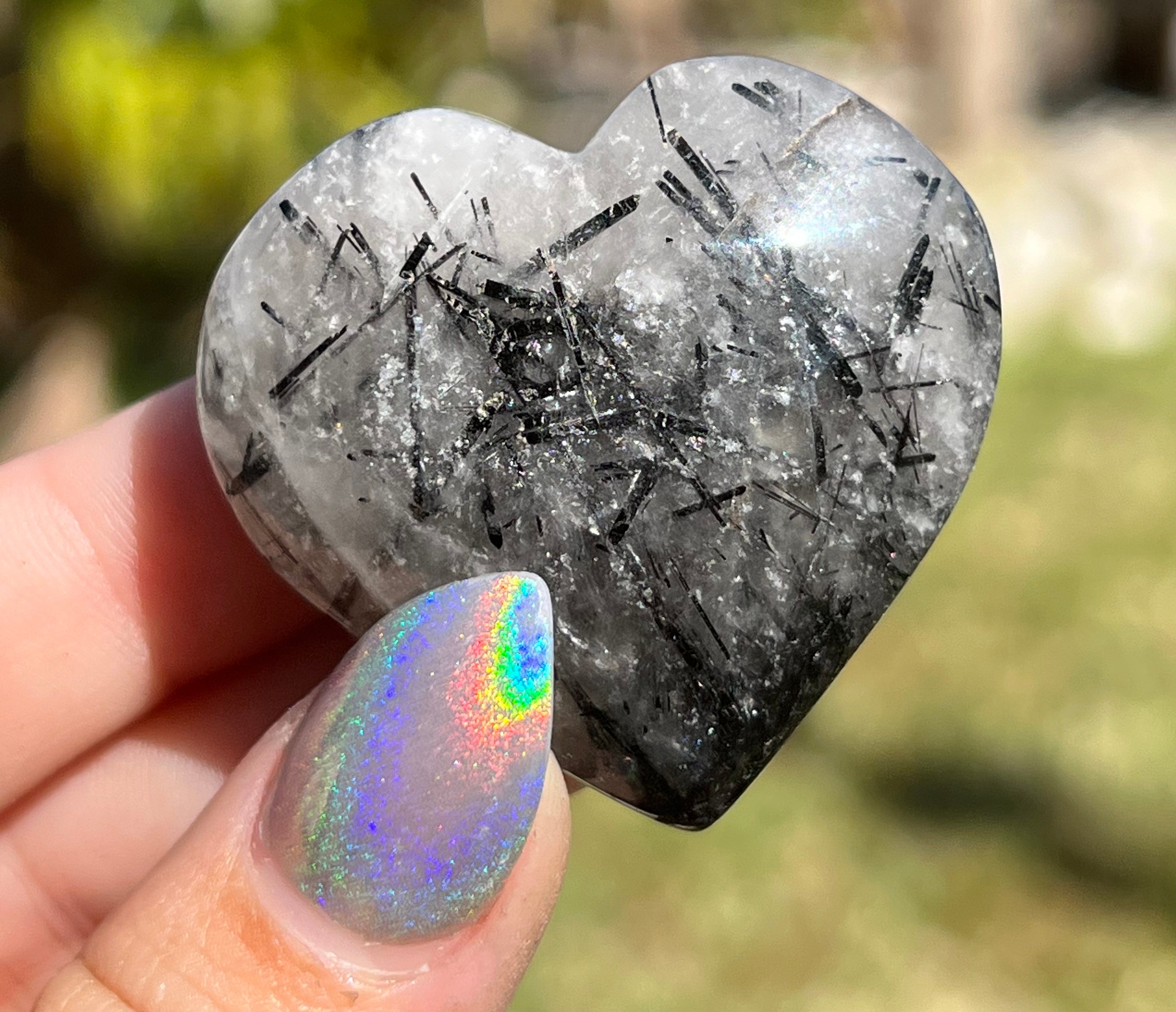 Black tourmaline Quartz Heart