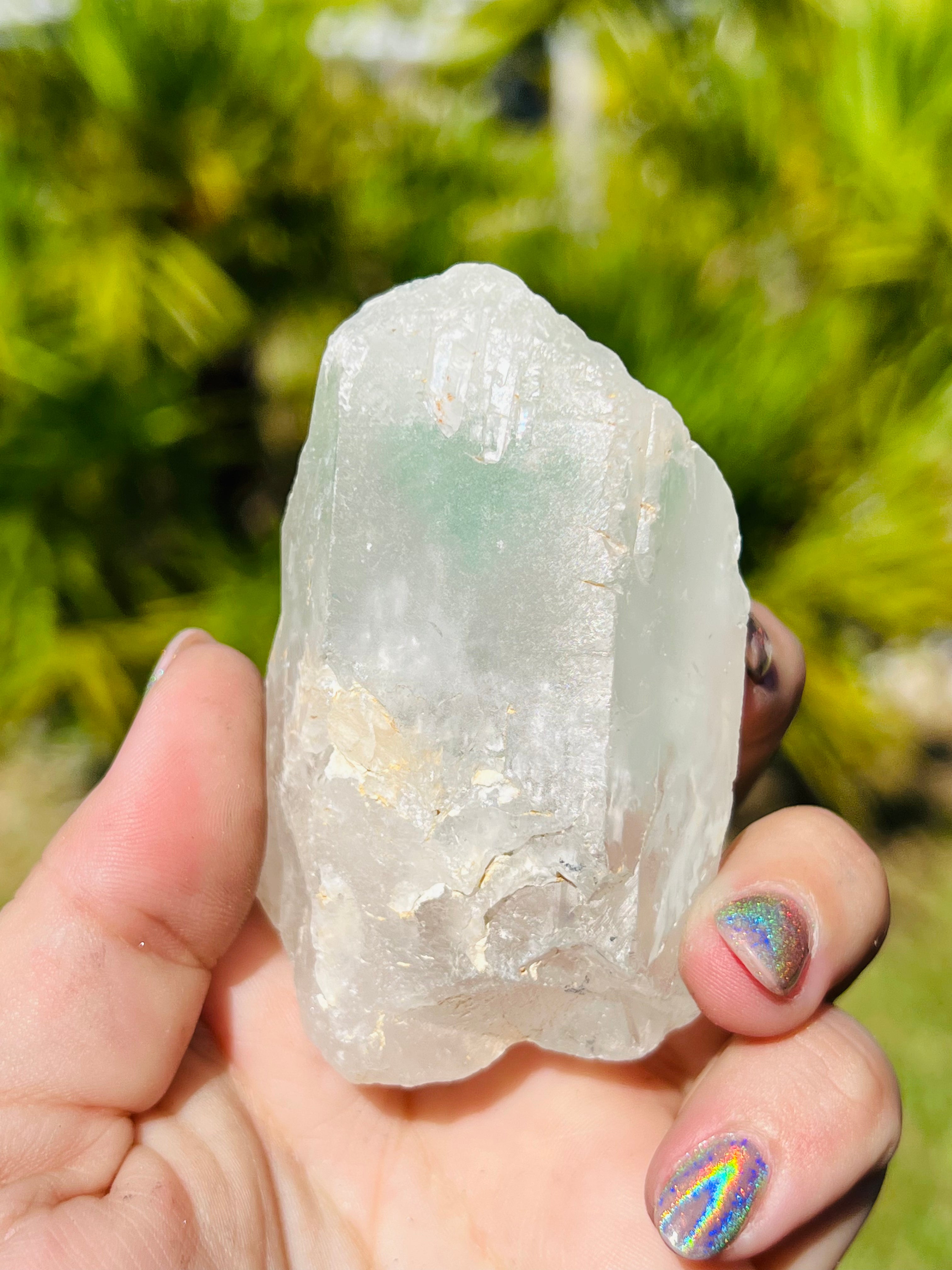 Raw Quartz with inclusion Green Fluorite