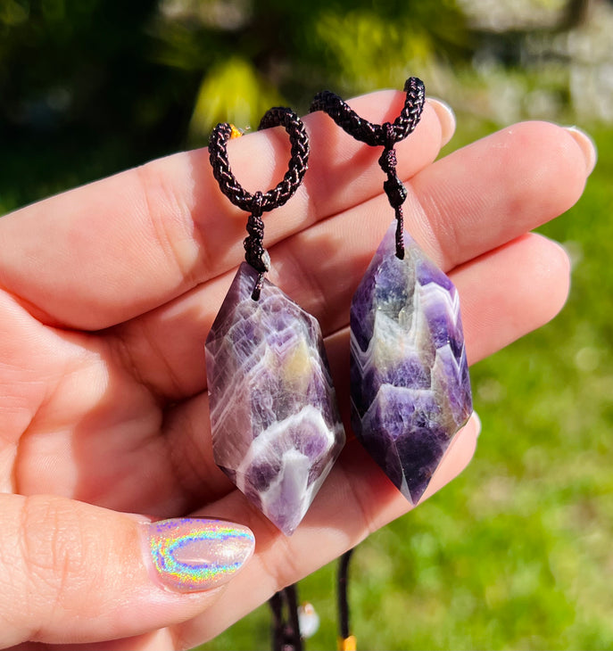Chevron amethyst necklace deals