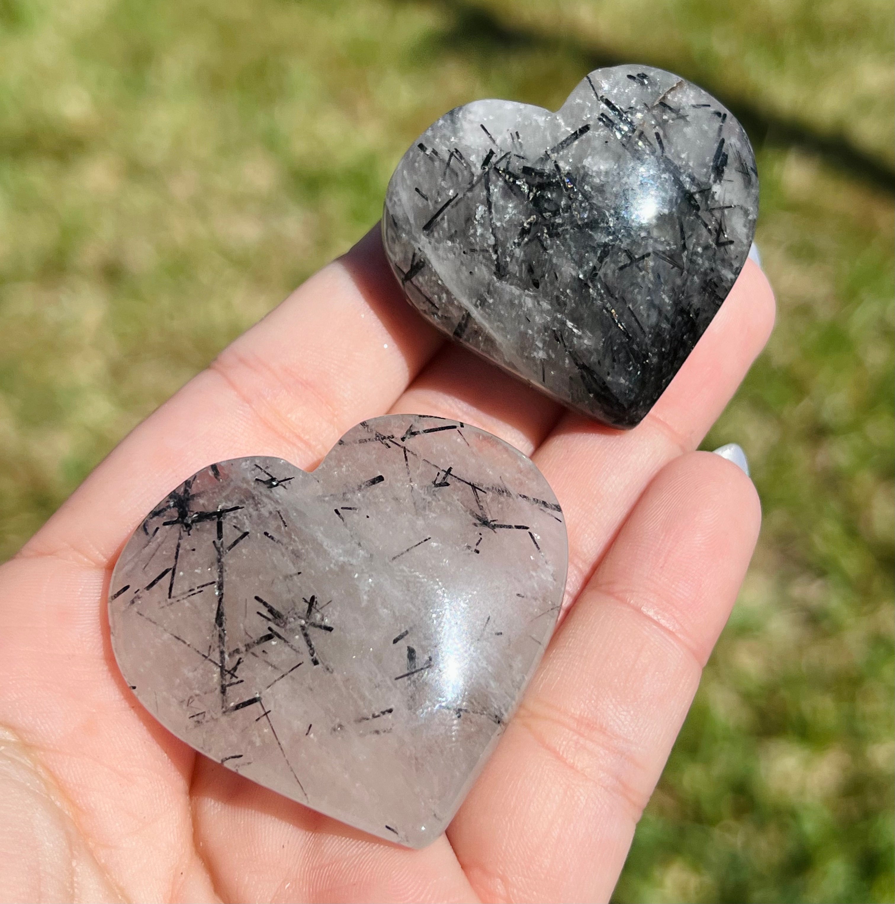 Black tourmaline Quartz Heart