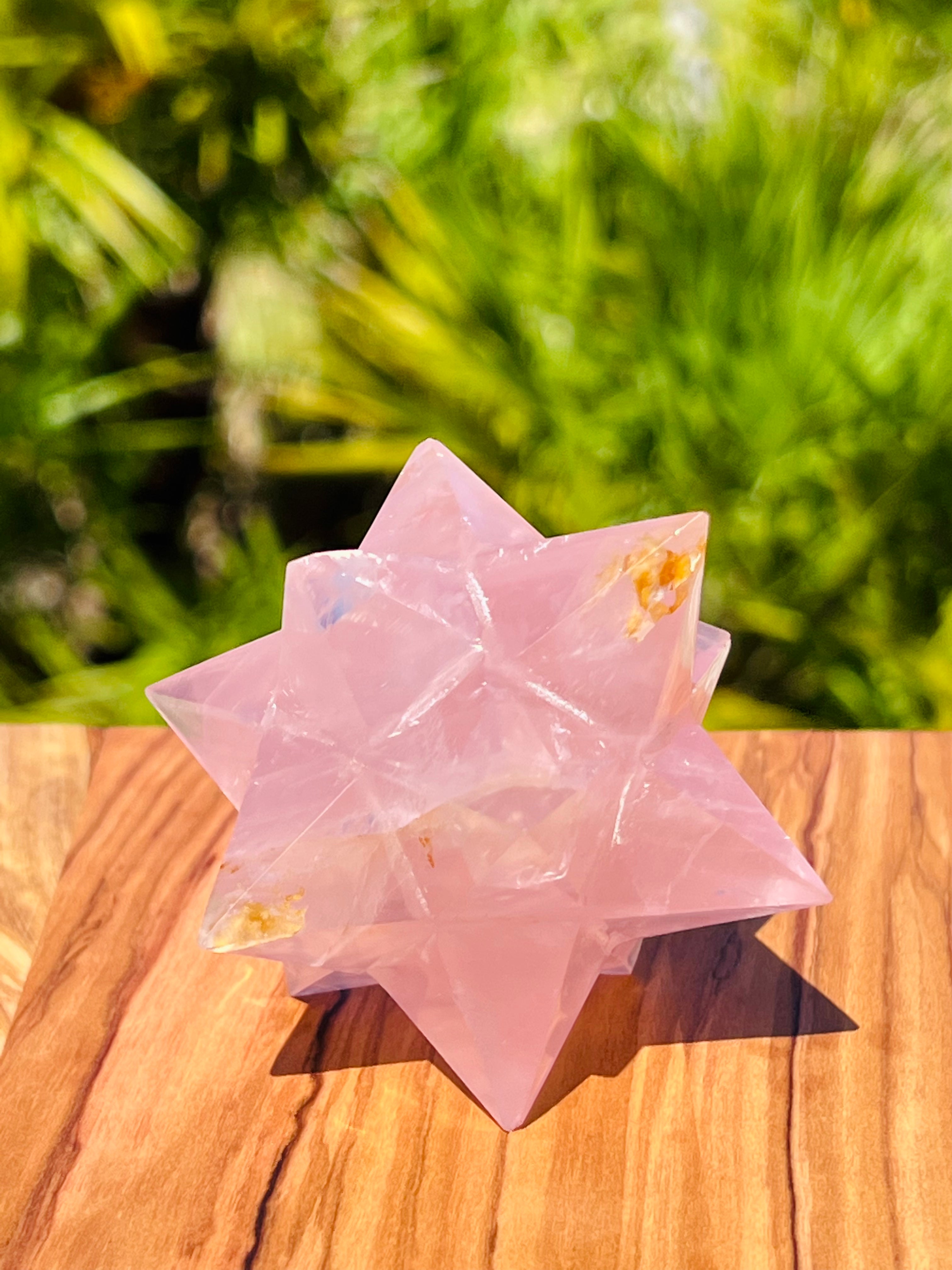 Rose Quartz Merkaba Carving