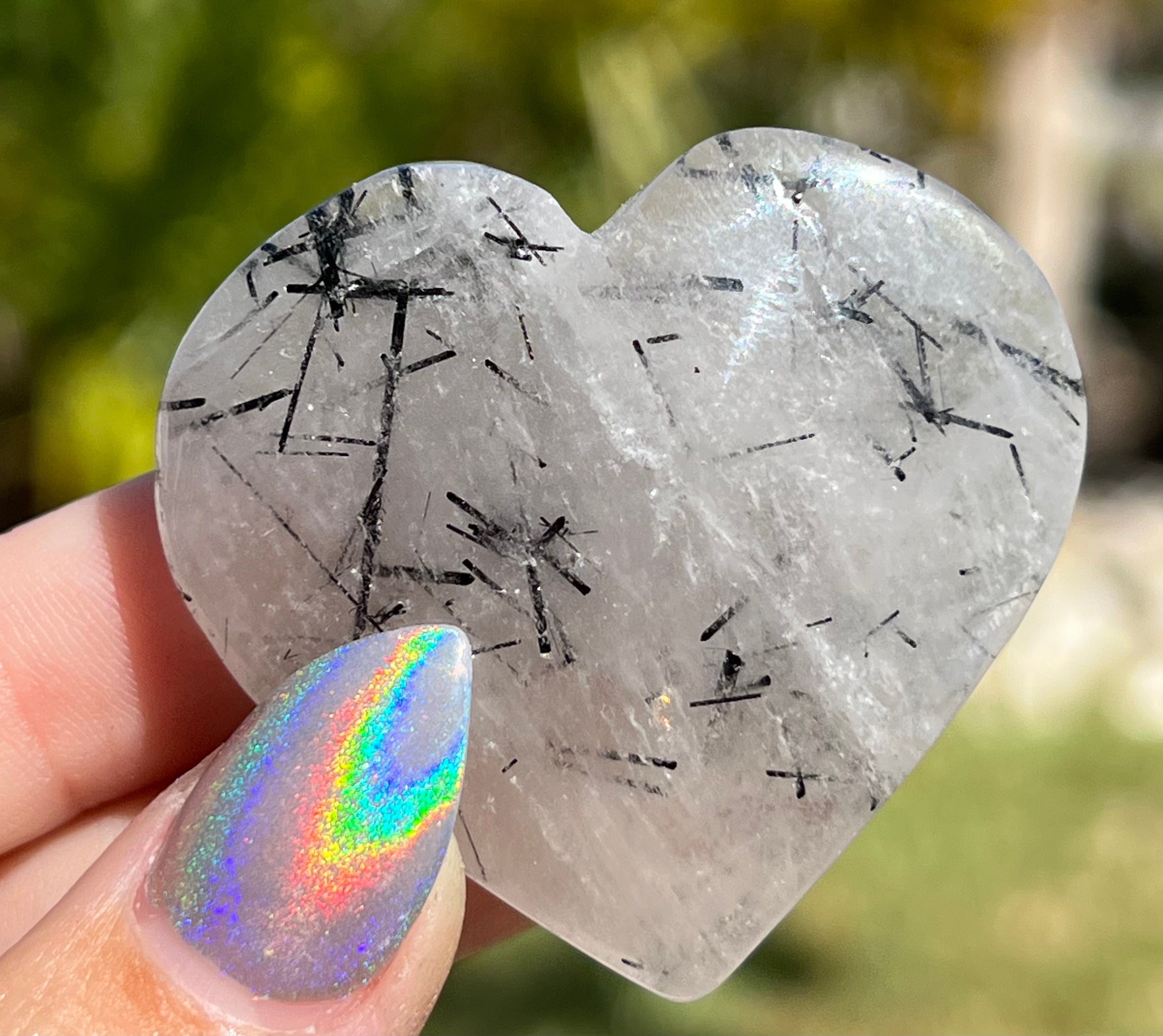 Black tourmaline Quartz Heart