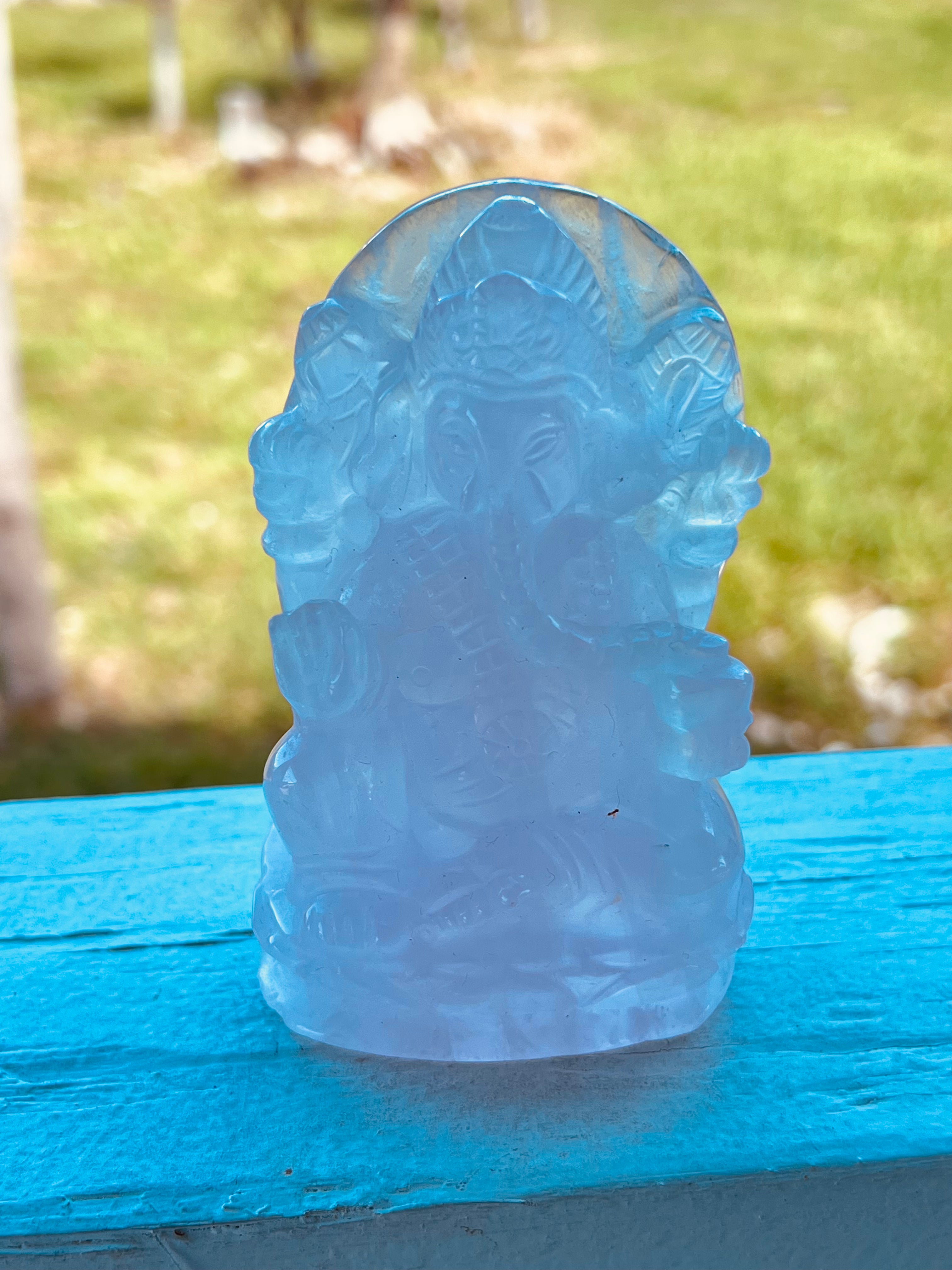 Rose Quartz Ganesha Carving Large