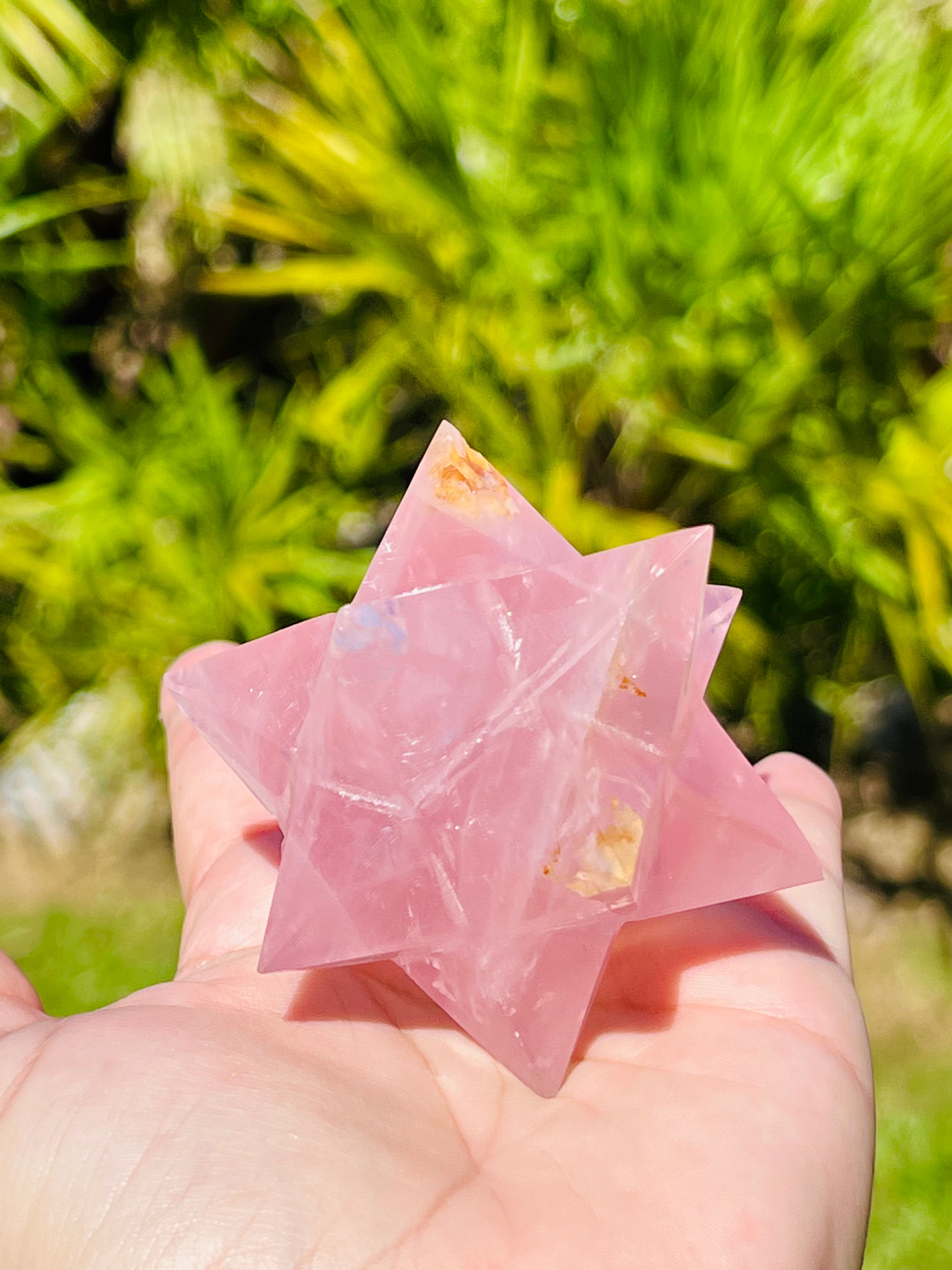 Rose Quartz Merkaba Carving