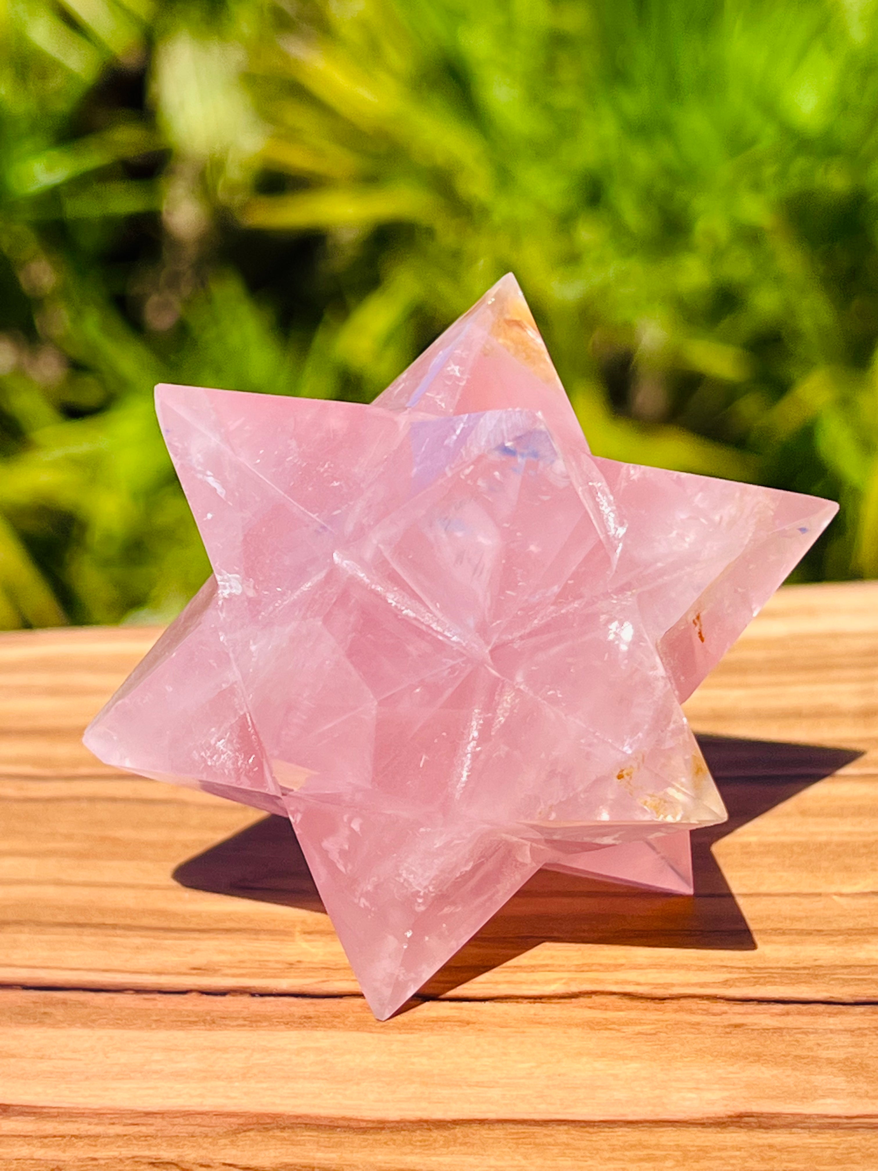 Rose Quartz Merkaba Carving