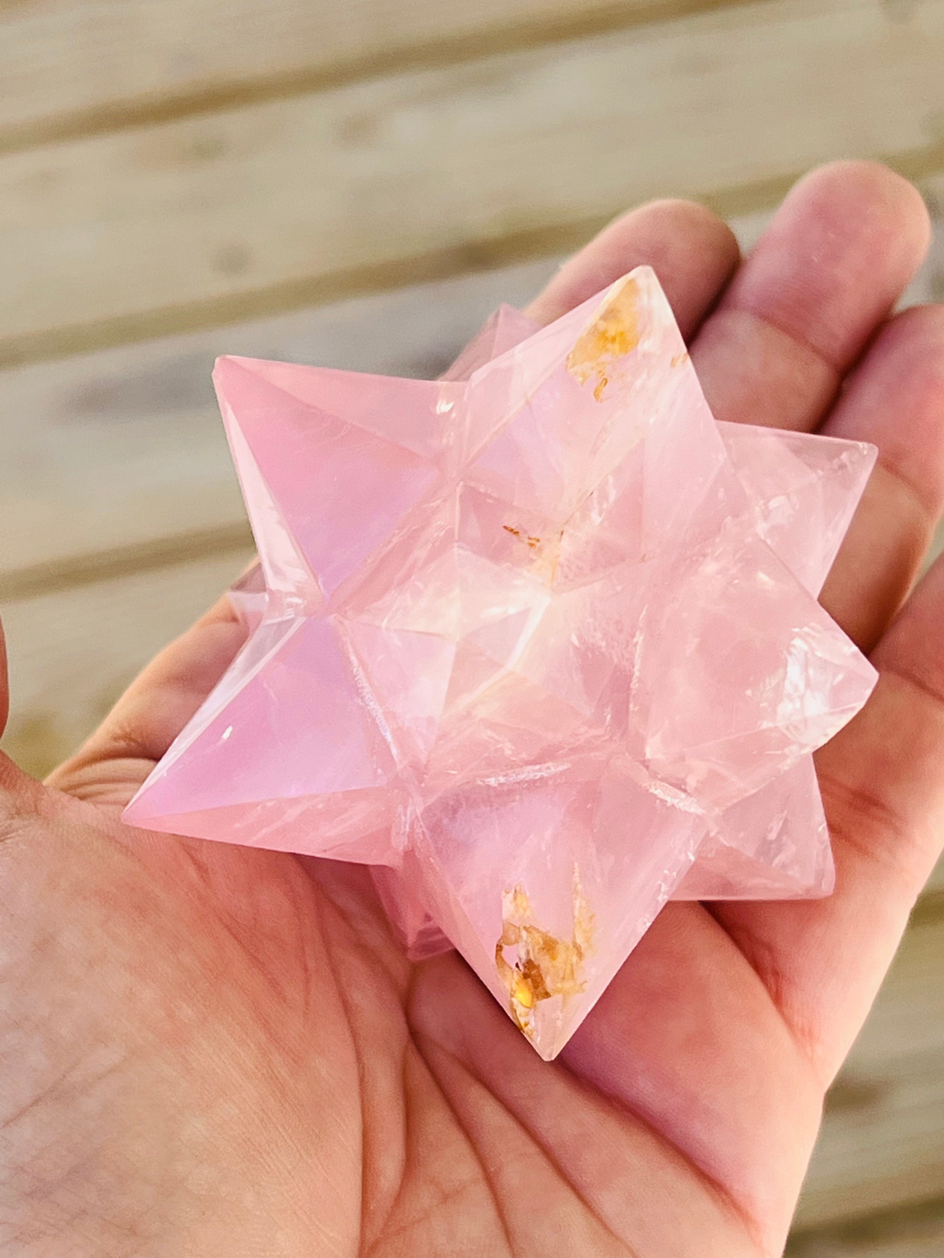 Rose Quartz Merkaba Carving