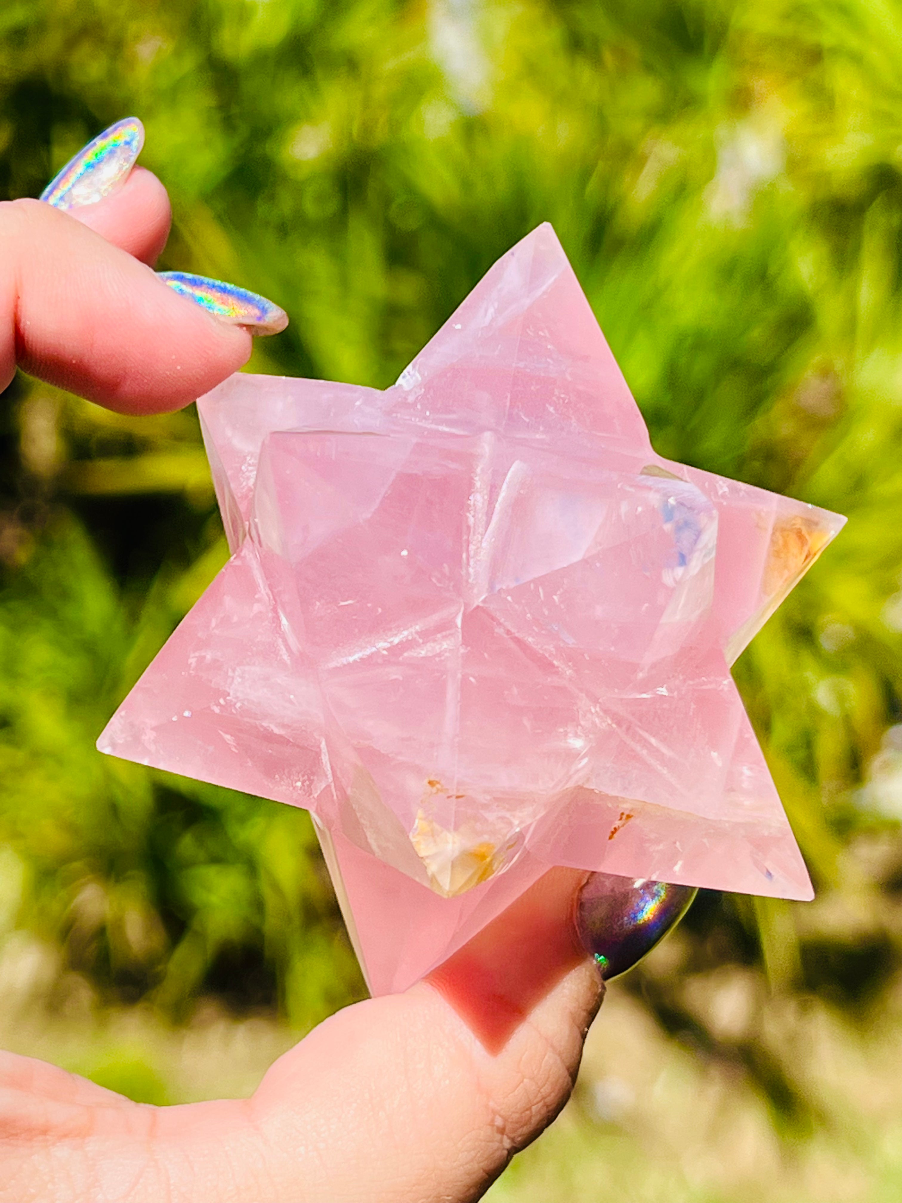 Rose Quartz Merkaba Carving