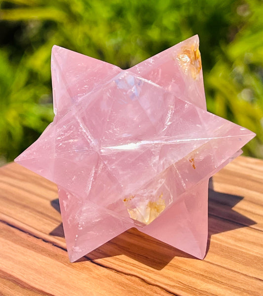 Rose Quartz Merkaba Carving