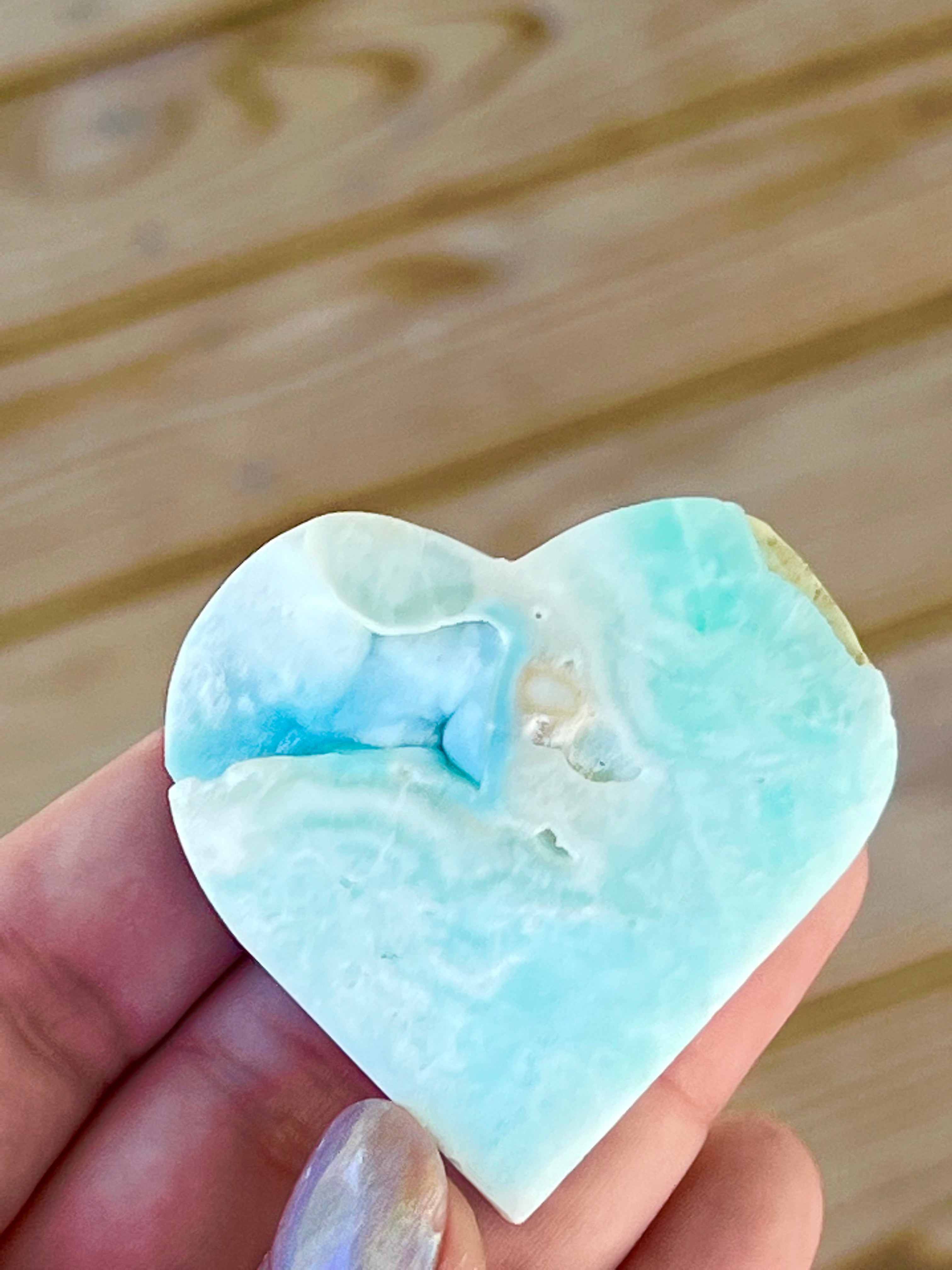 Druzy Blue Caribbean calcite Heart