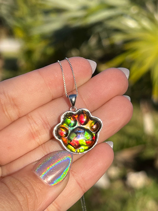 Ammolite Paw Necklace